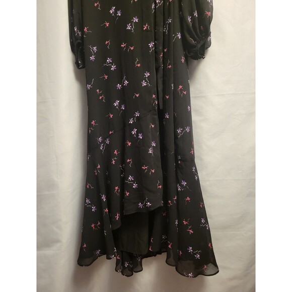 Banana Republic Size 8 Floral Maxi Wrap Dress Hi-low Long Sleeve Dark Fairy - Picture 5 of 16